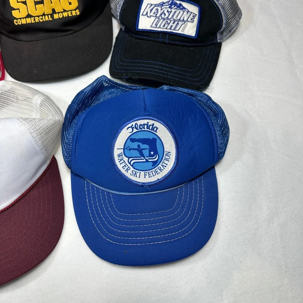 Vintage Hat Lot 7pc Harley Davidson Mazda Keystone Light USMC Trucker Caps